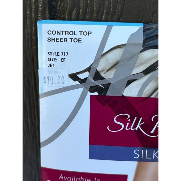 Hanes Silk Reflections Control Top Silky Sheer Toe Pantyhose Size EF Jet - Picture 2 of 4